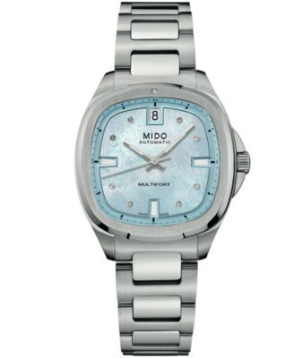 Unisex Swiss Automatic Multifort TV 35 Blue Mother of Pearl Stainless Steel Watch 35mm