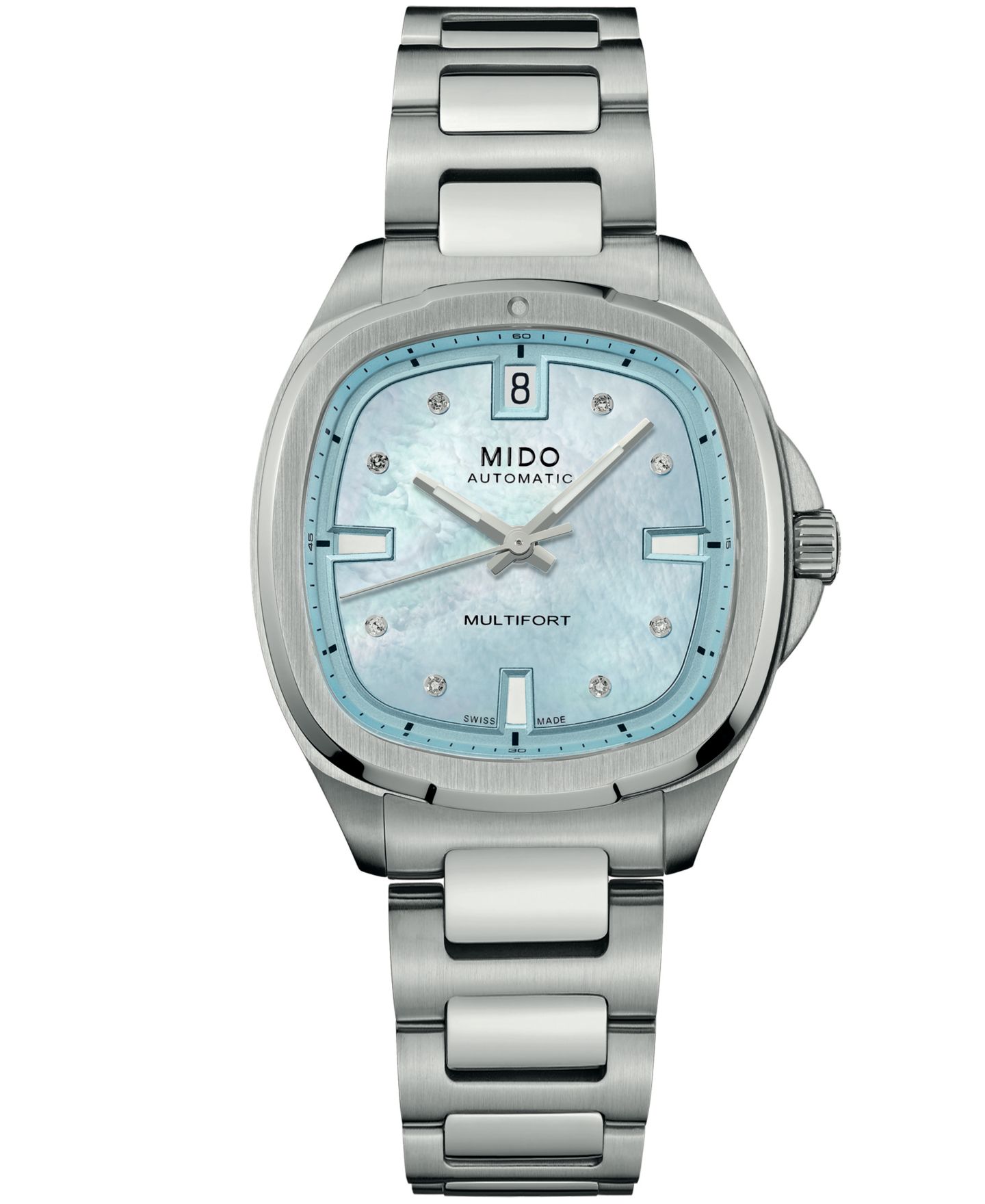 Часы Mido Unisex Swiss Automatic Multifort TV 35 Blue Mother of Pearl Stainless Steel 35mm — фото 1