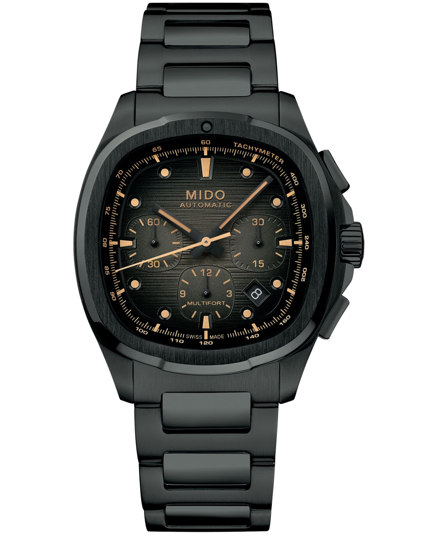 Мужские часы Mido Swiss Automatic Chronograph Multifort TV Black Stainless Steel 42mm — фото 1