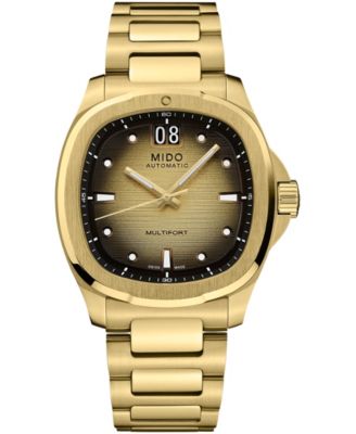 Men's Swiss Automatic TV Big Date Gold-Tone Stainless Steel Bracelet Watch 40mm