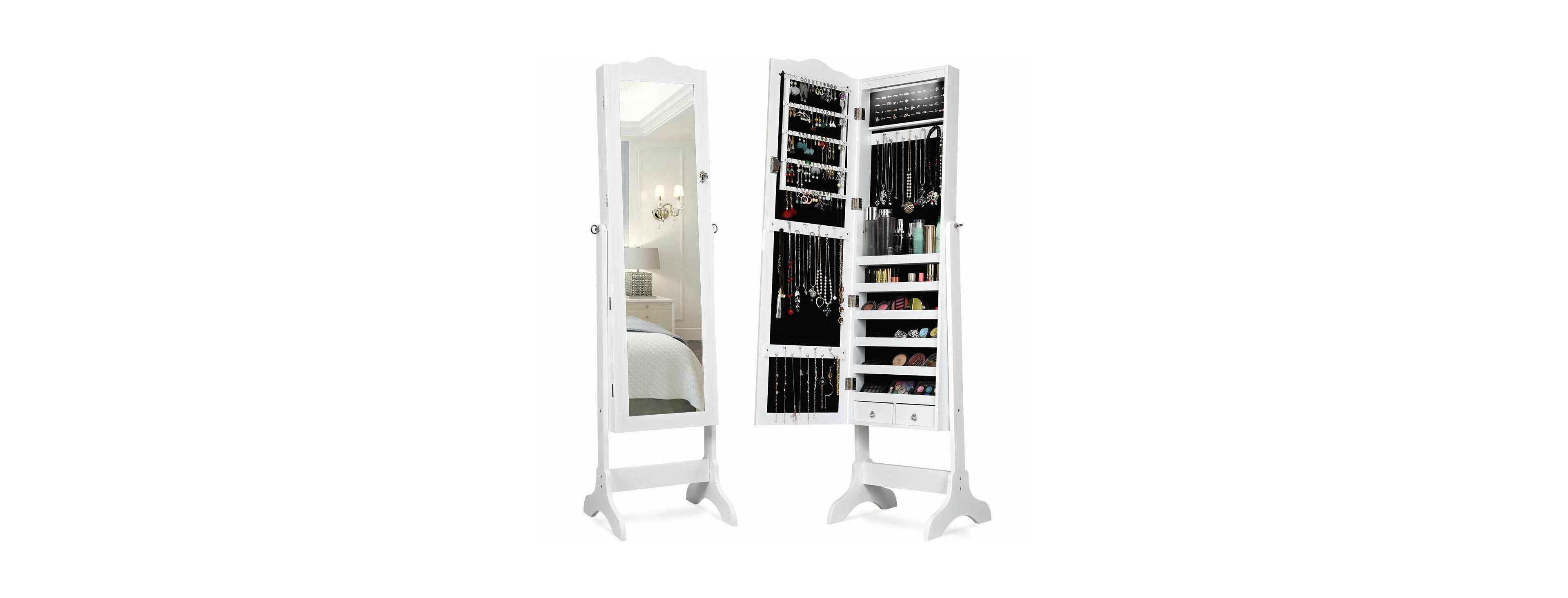 Mecale 14 Led Jewelry Armoire Cabinet with Full Length Mirror and 4 Tilting Angles