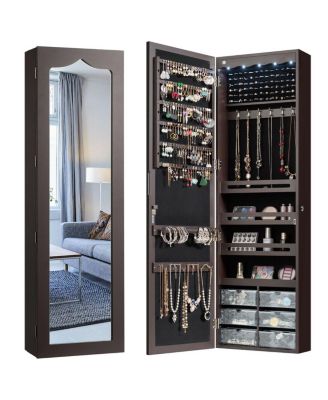 5 Leds Jewelry Armoire Wall Mounted Door Hanging Mirror