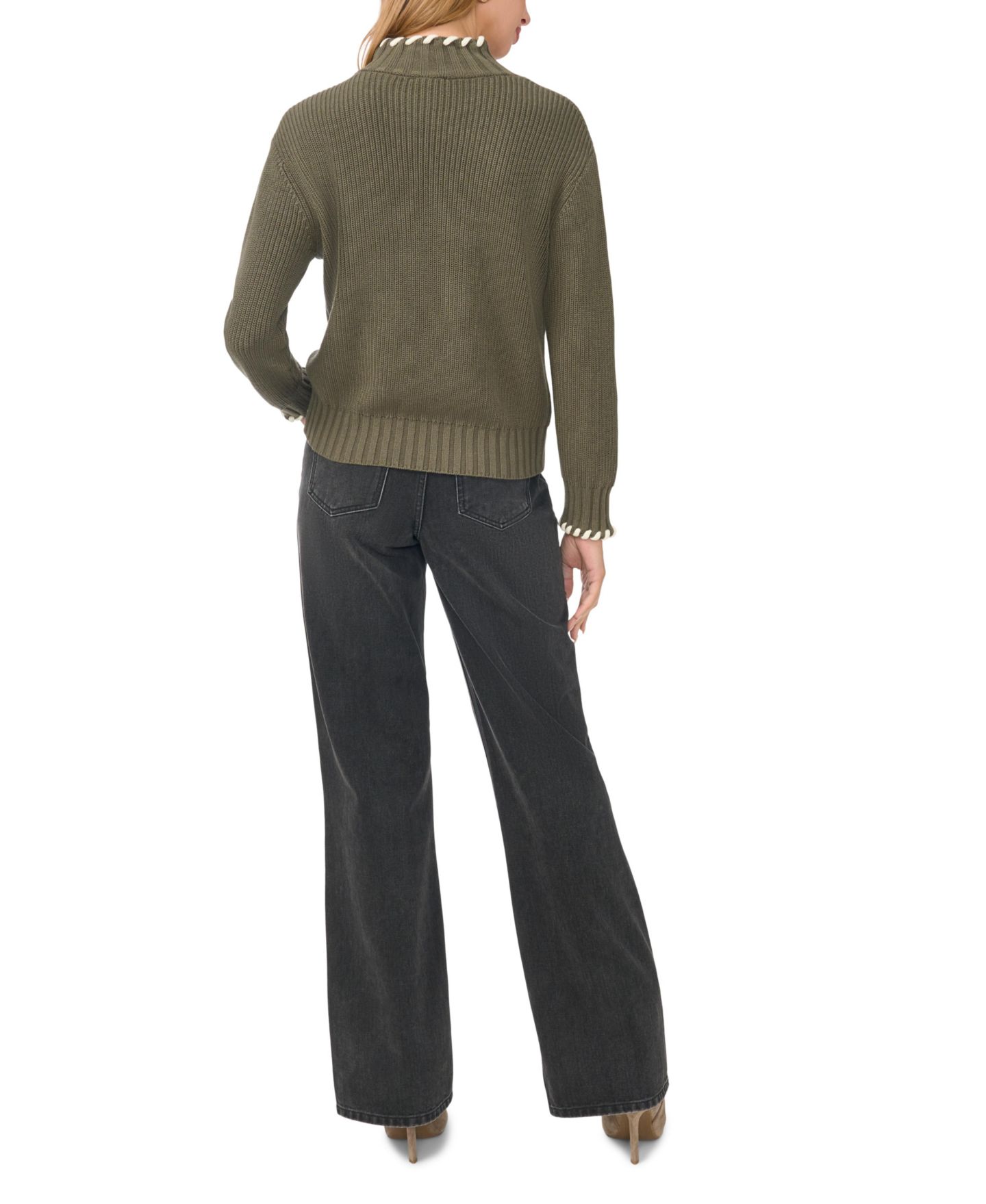 Женский свитер Vince Camuto Turtleneck with Whipstitch, цвет: Мох — фото 5