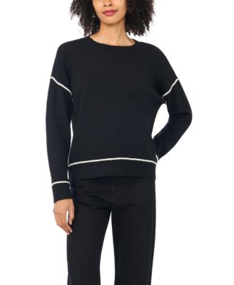 Women's Long Sleeve Crewneck with Contrast Stitching Sweater