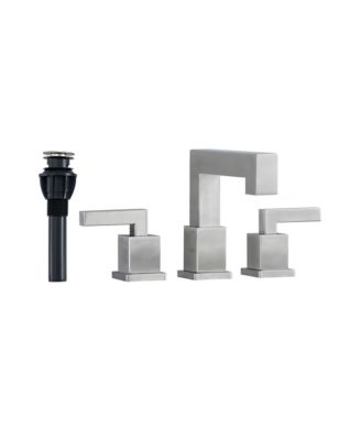 Widespread Bathroom Sink Faucet, 2-Handle Modern Deck Mount with Pop-Up Drain and Supply Hoses for 3-Hole Vanity Sink