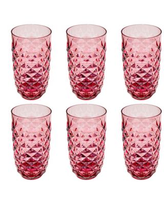 Diamond Cut Acrylic Drinking Glasses, Set of 6