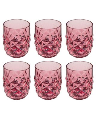 Diamond Cut Acrylic Stemless Wine Glasses, Set of 6