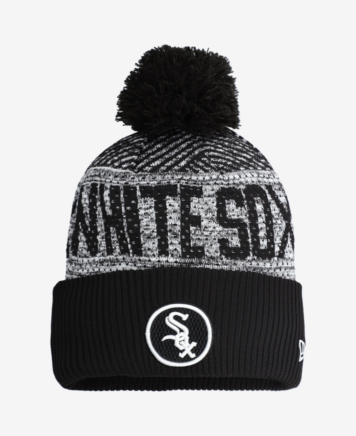 New Era Big Boys and Girls Chicago White Sox Authentic Collection Sport Knit Pom Beanie - Black