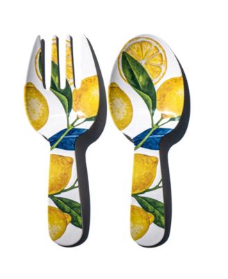Lemon Orchard Melamine Serving Utensils, Set of 2