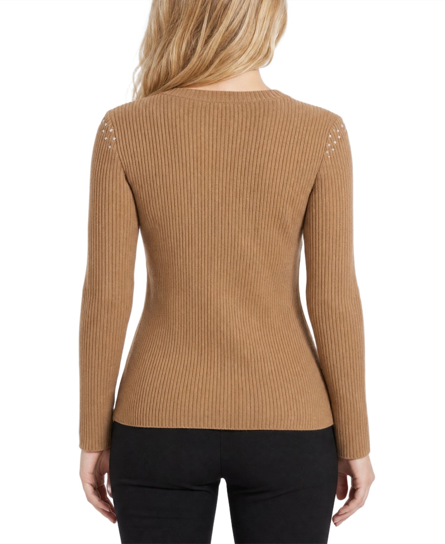 Женский свитер NY Collection Long-Sleeve Ribbed V-Neck, цвет: Cafe — фото 4