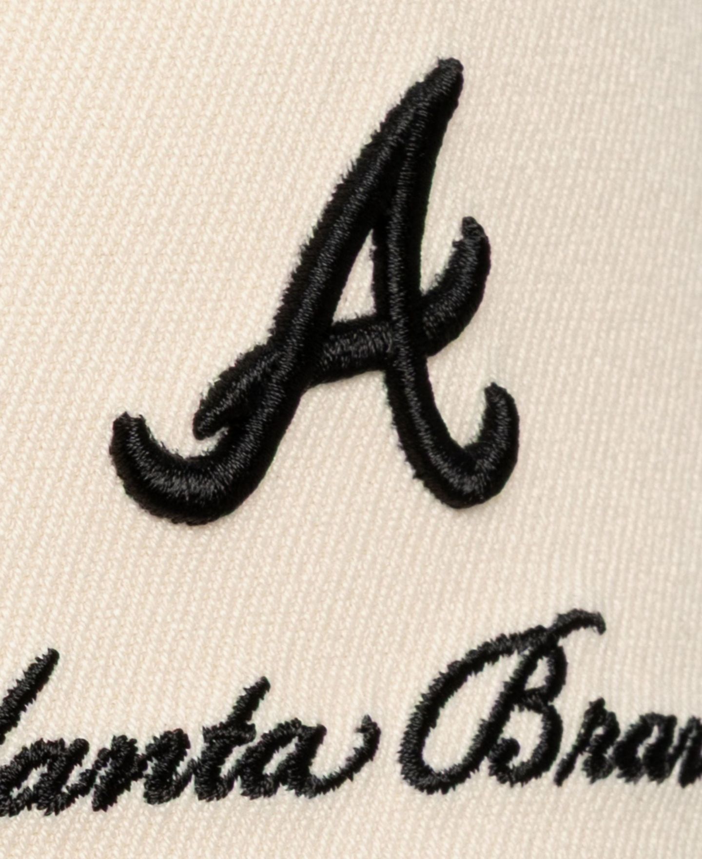 Мужская кепка Mitchell & Ness Cream/Black Atlanta Braves Flawless Stretch Snapback Hat — фото 3