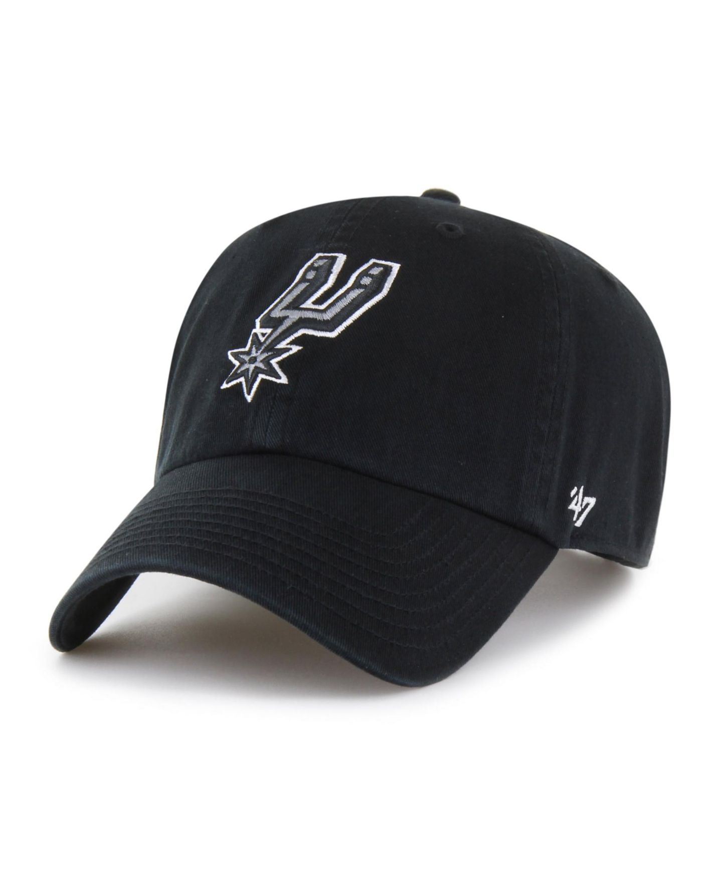 Мужская кепка '47 Brand Black San Antonio Spurs Primary Logo Clean Up Adjustable Hat — фото 1