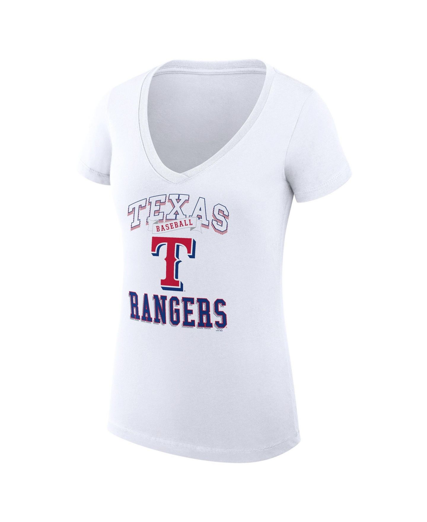 Женская футболка G-III 4Her by Carl Banks White Texas Rangers Super-Slim Fit Lightweight Team Logo Graphic V-Neck — фото 4