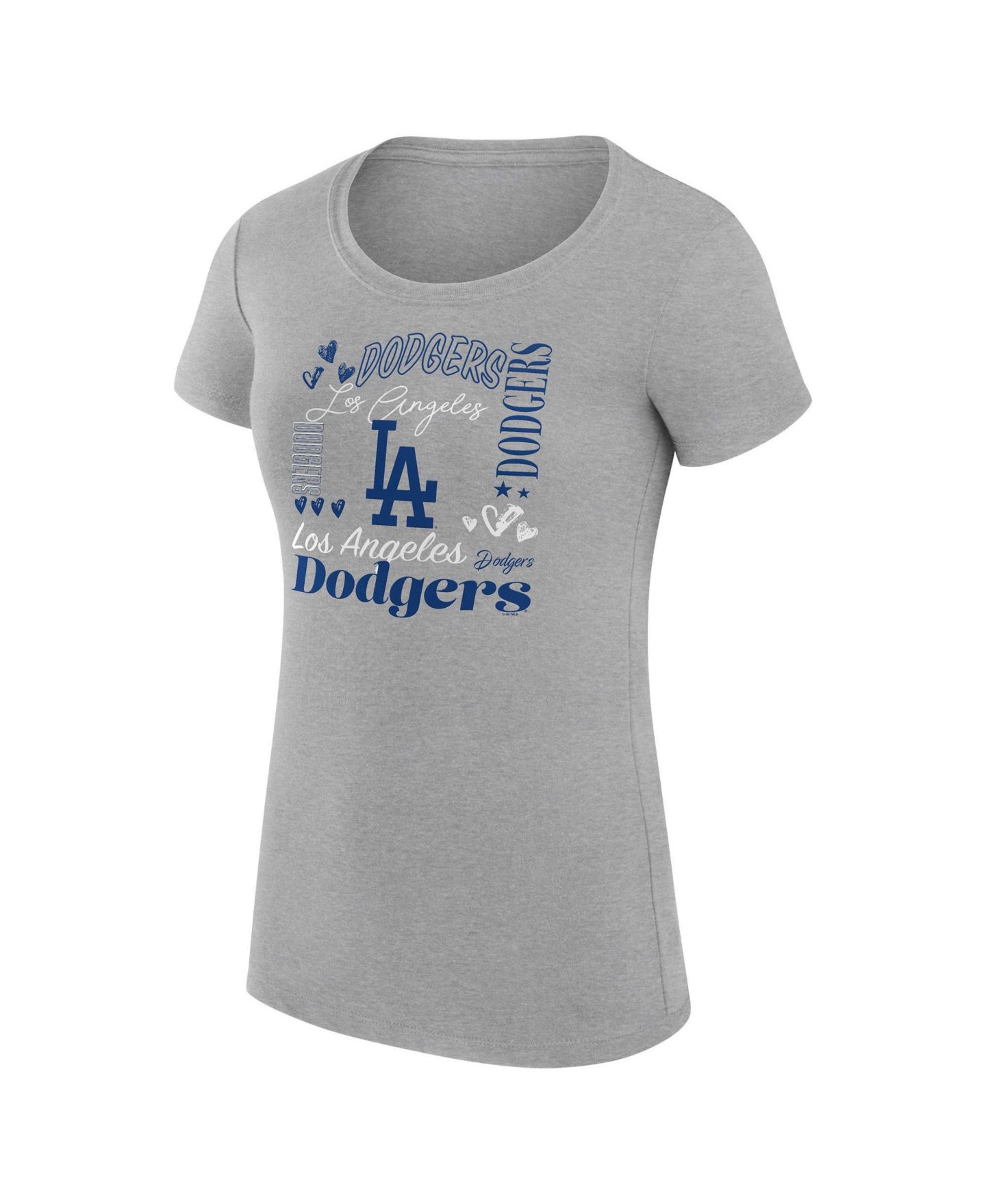Женская футболка G-III 4Her by Carl Banks Heather Gray Los Angeles Dodgers Super-Slim Fit Lightweight Collage Team Graphic Crew Neck — фото 5