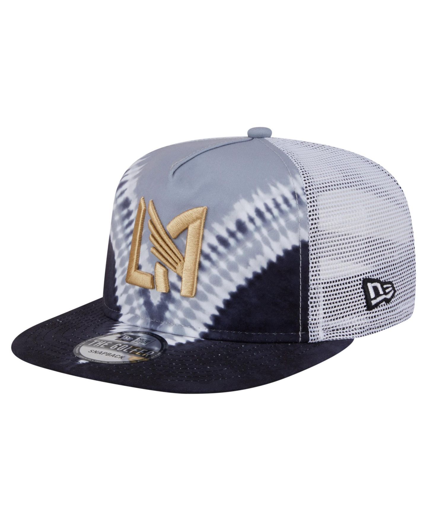Мужской головной убор New Era Black/Gray Lafc Tie-Dye Adjustable Golfer Hat — фото 1