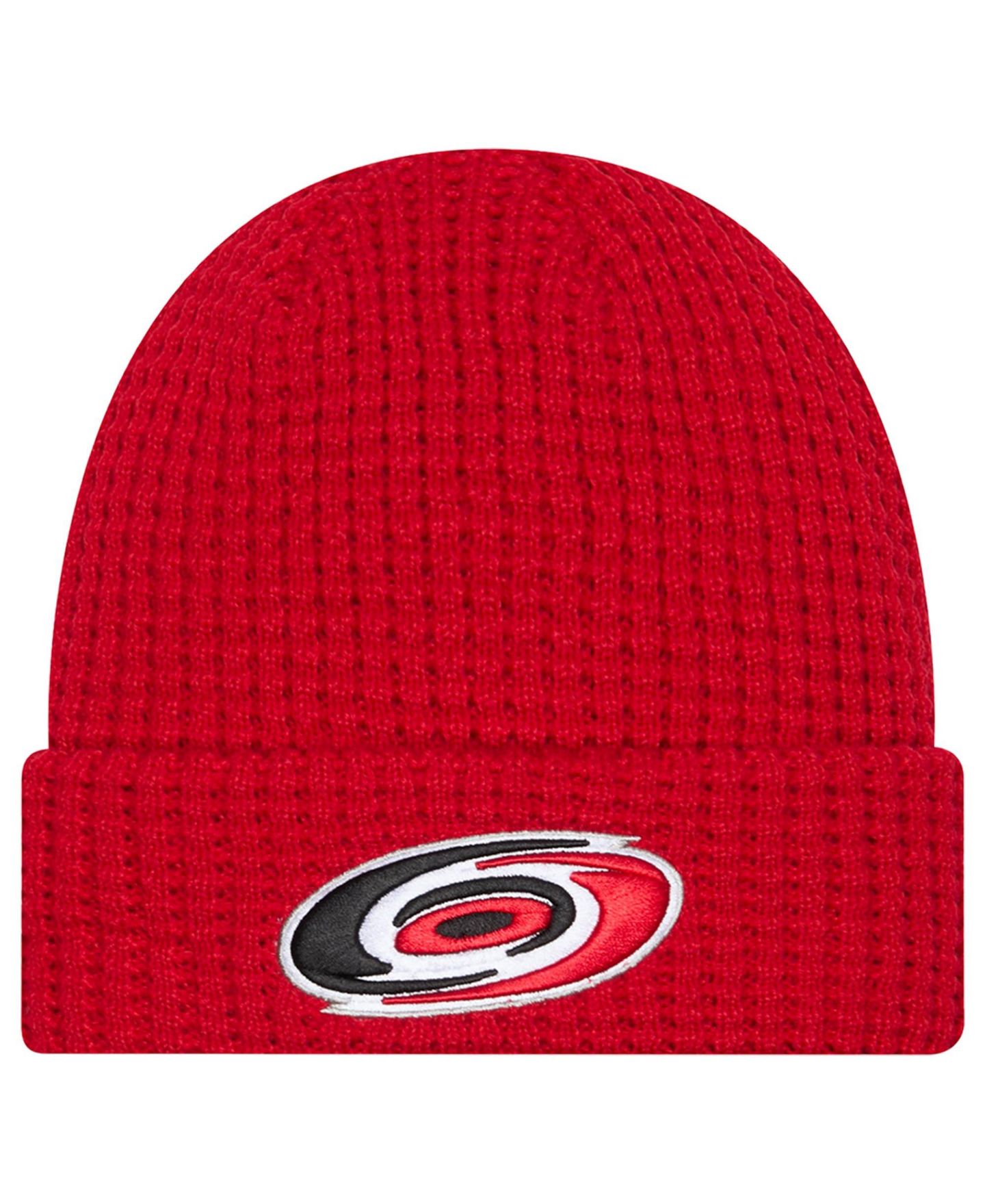 Мужская шапка New Era Red Carolina Hurricanes Waffle Cuffed Knit Hat — фото 1