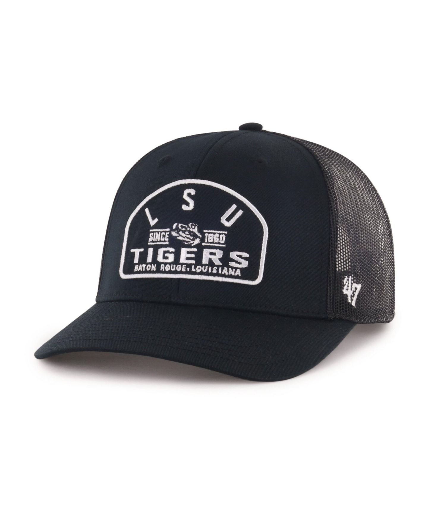 Мужская кепка '47 Brand Black LSU Tigers Leland Trucker Adjustable Hat — фото 1