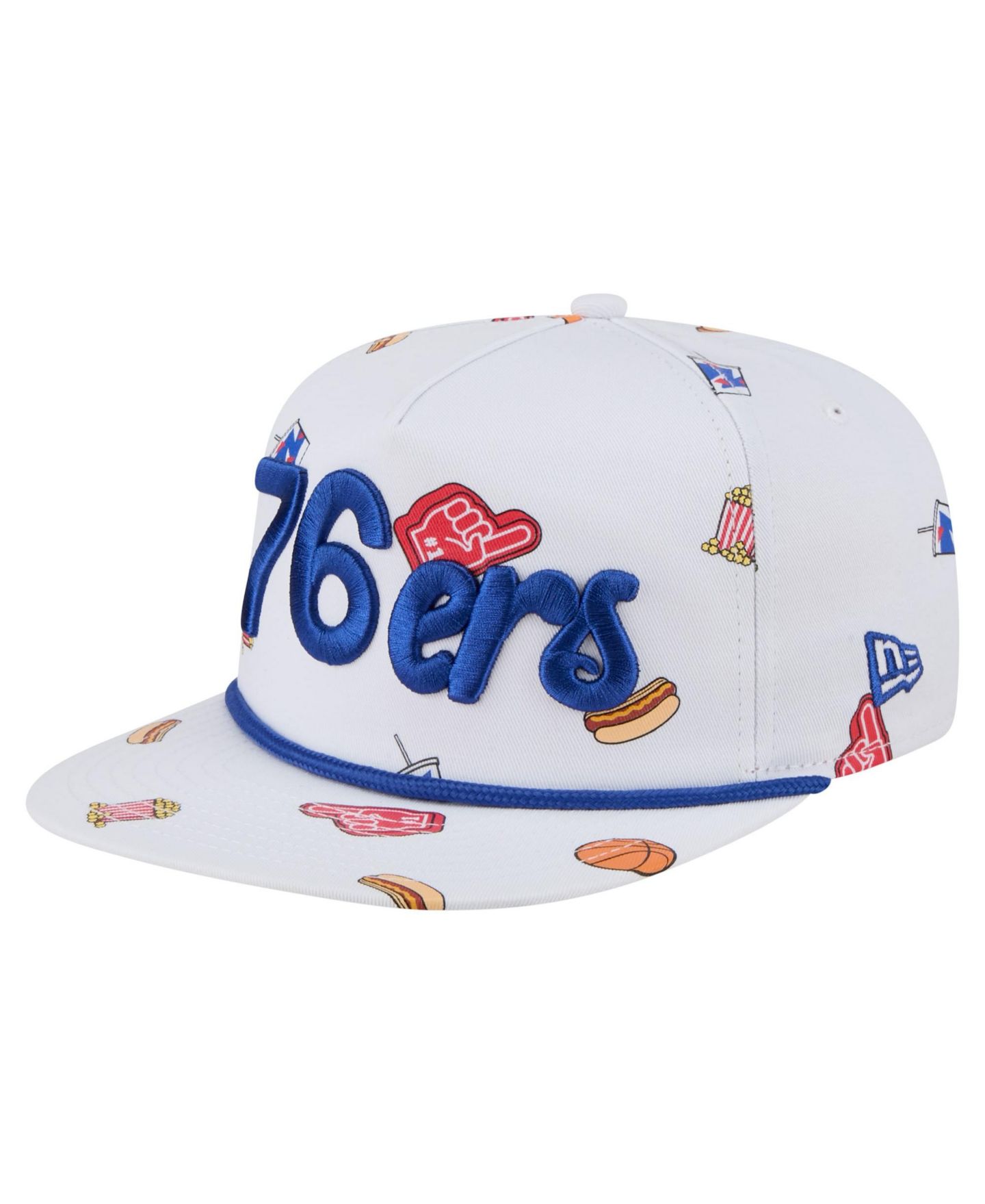 Мужская кепка New Era White Philadelphia 76ers Team Cheer Rope 19TWENTY Adjustable Hat — фото 1
