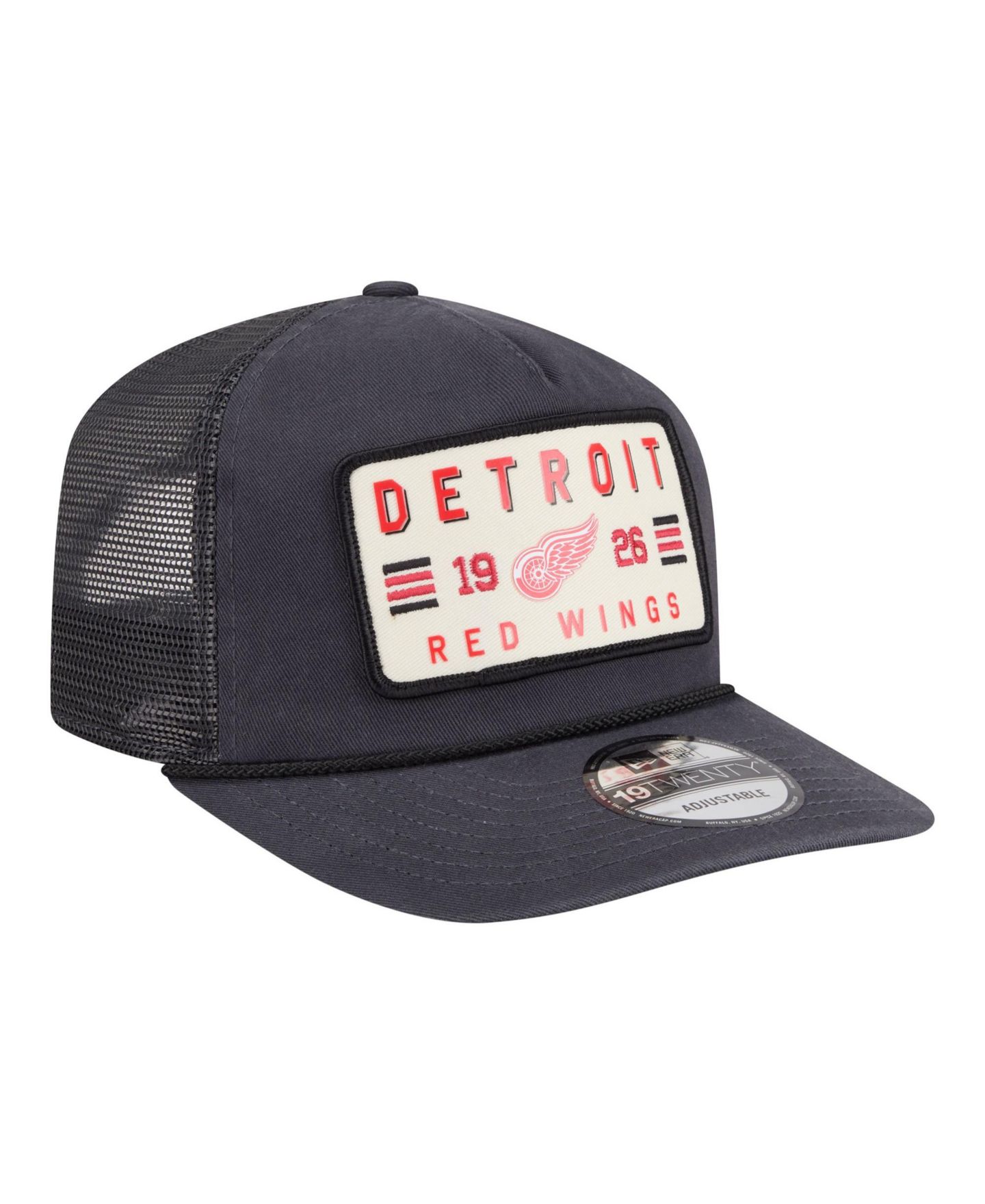 Мужская кепка New Era Charcoal Detroit Red Wings Washed Patch 19TWENTY Trucker Adjustable Hat — фото 3