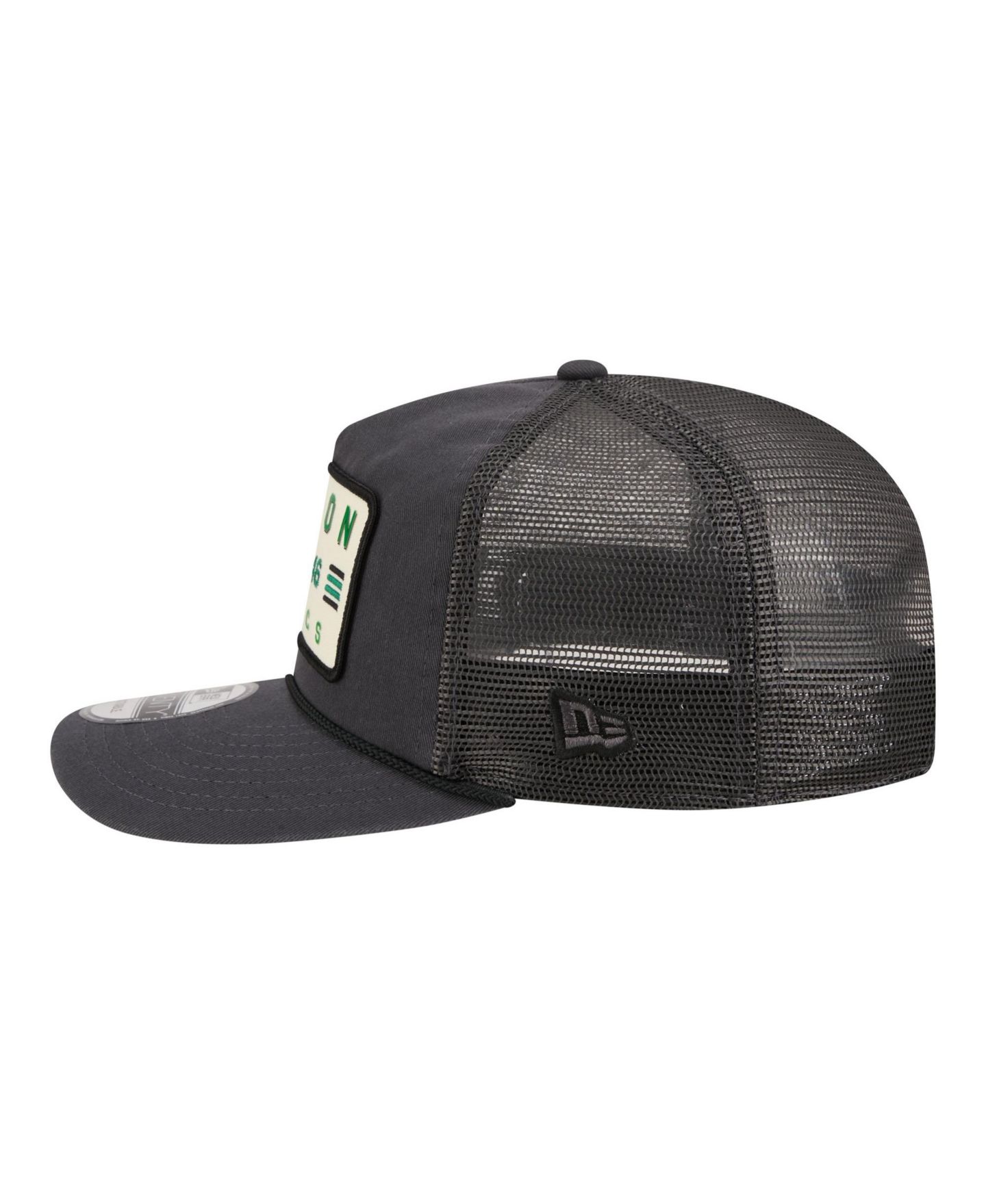 Мужская кепка New Era Charcoal Boston Celtics Washed Patch 19TWENTY Adjustable Trucker Hat — фото 6