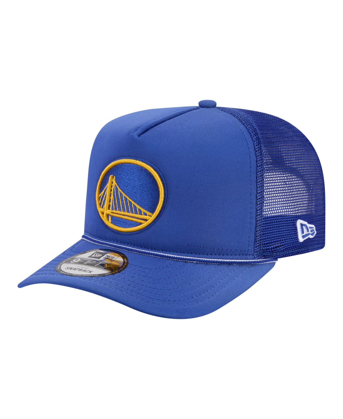 Мужская кепка New Era Royal Golden State Warriors Faded Foam Front 9FIFTY A-Frame Adjustable Trucker Hat — фото 1