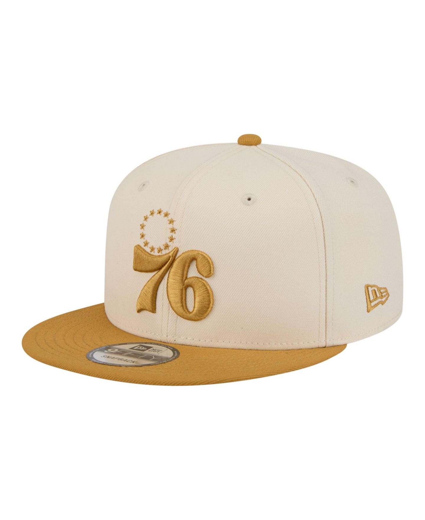 Мужские головные уборы New Era Cream/Tan Philadelphia 76ers Two-Tone Color Pack 9FIFTY Snapback Hat — фото 1
