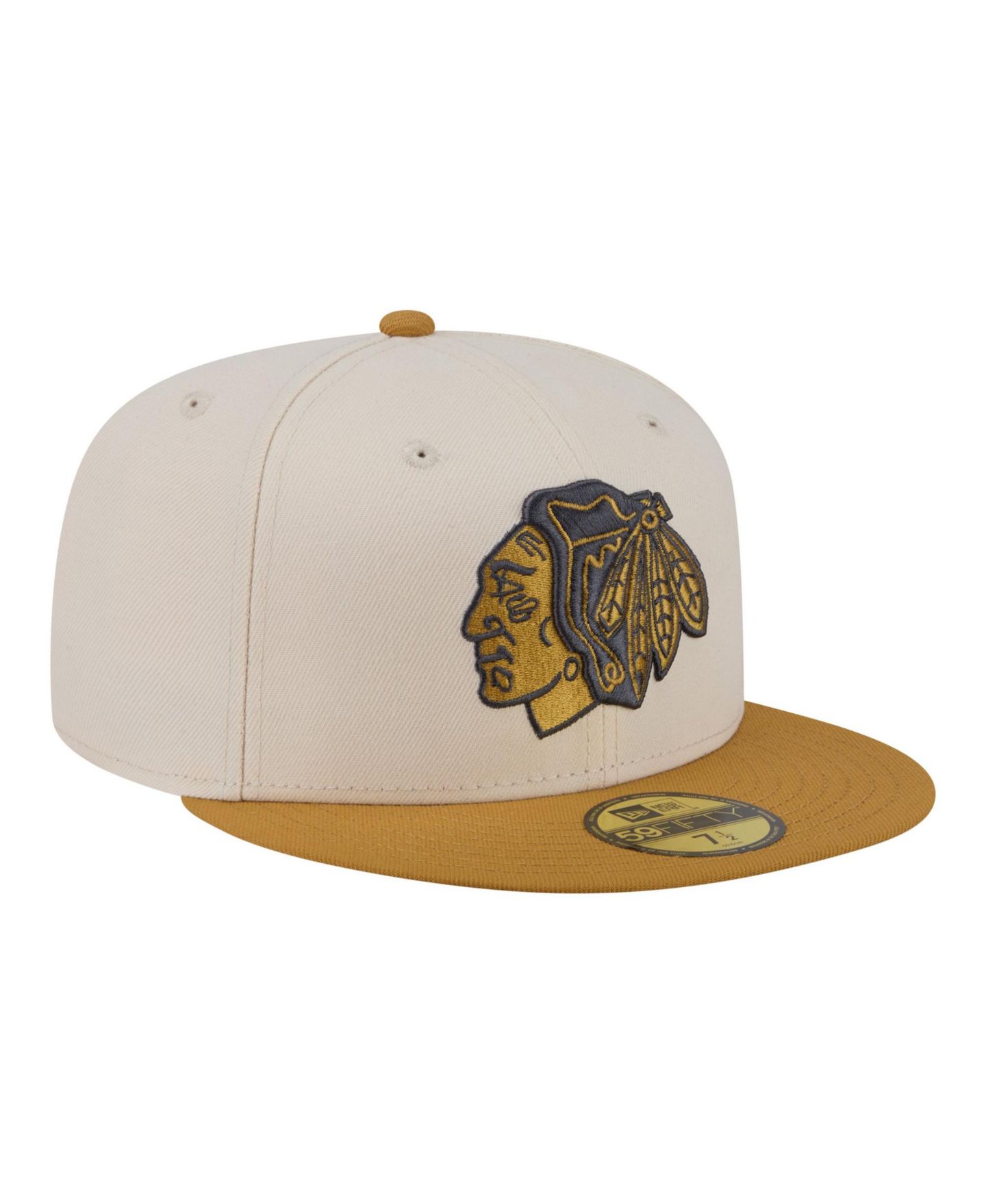 Мужская кепка New Era Cream/Tan Chicago Blackhawks Colorpack Two-Tone 59FIFTY Fitted Hat — фото 3