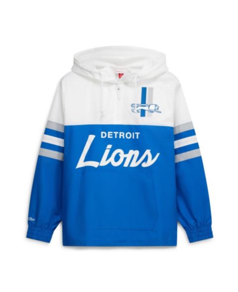 Мужская куртка Mitchell & Ness Blue Detroit Lions Head Coach Anorak Quarter-Zip Windbreaker