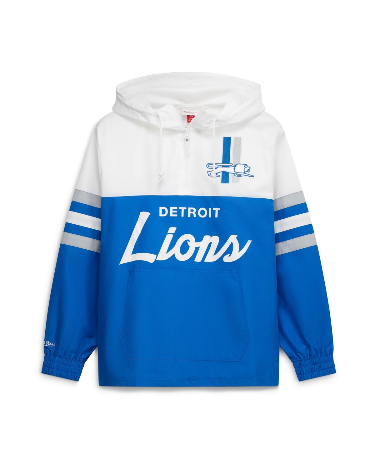 Mitchell & Ness Men's Detroit Lions Head Coach Quarter-zip Hooded Windbreaker Jacket In White