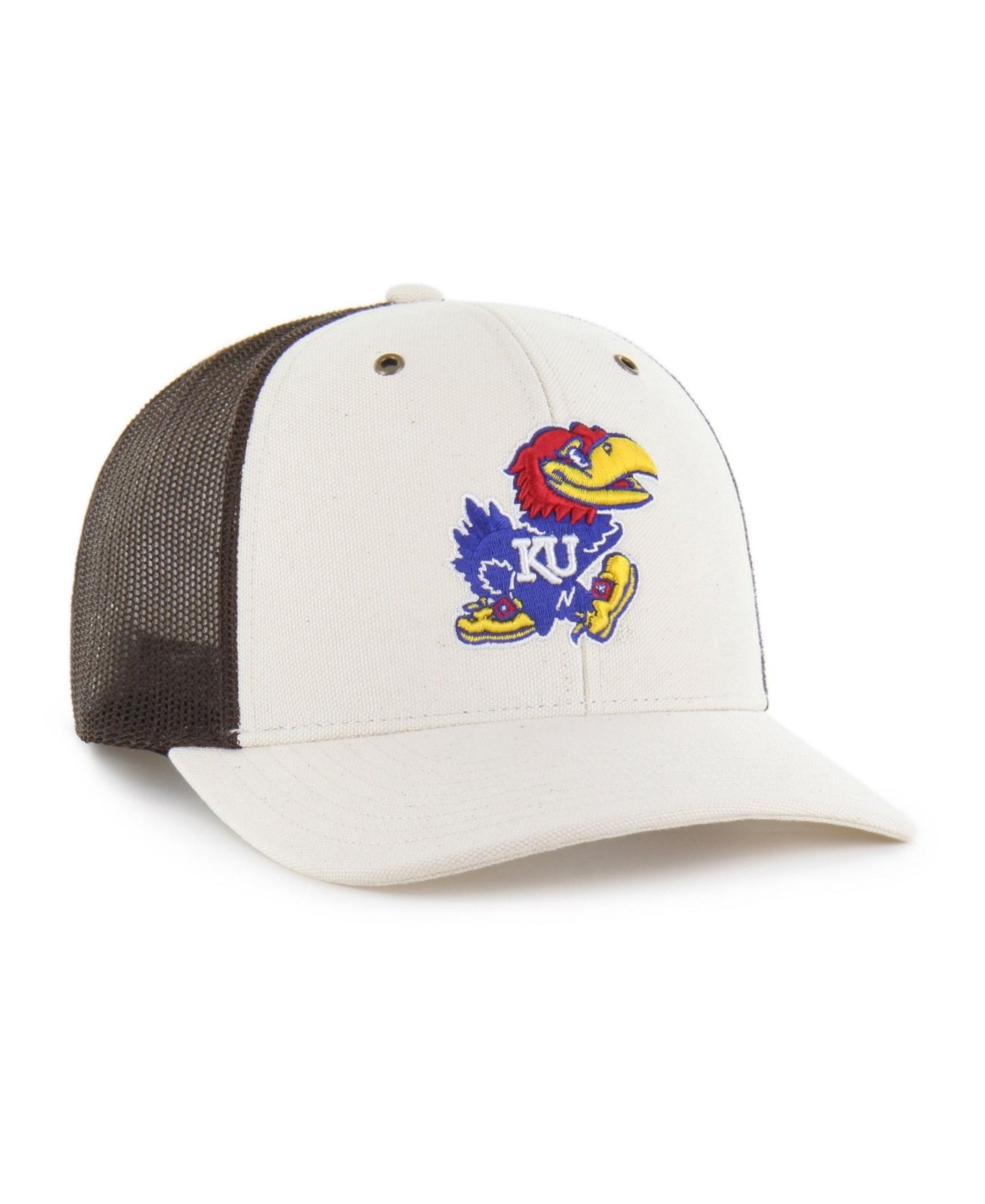 Мужская кепка Carhartt x '47 Natural/Brown Kansas Jayhawks Undyed Trucker Adjustable Hat — фото 2