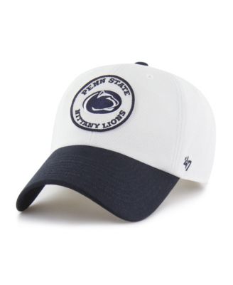47 Brand Men's and Women's White/Navy Penn State Nittany Lions Pique Patch Clean Up Adjustable Hat