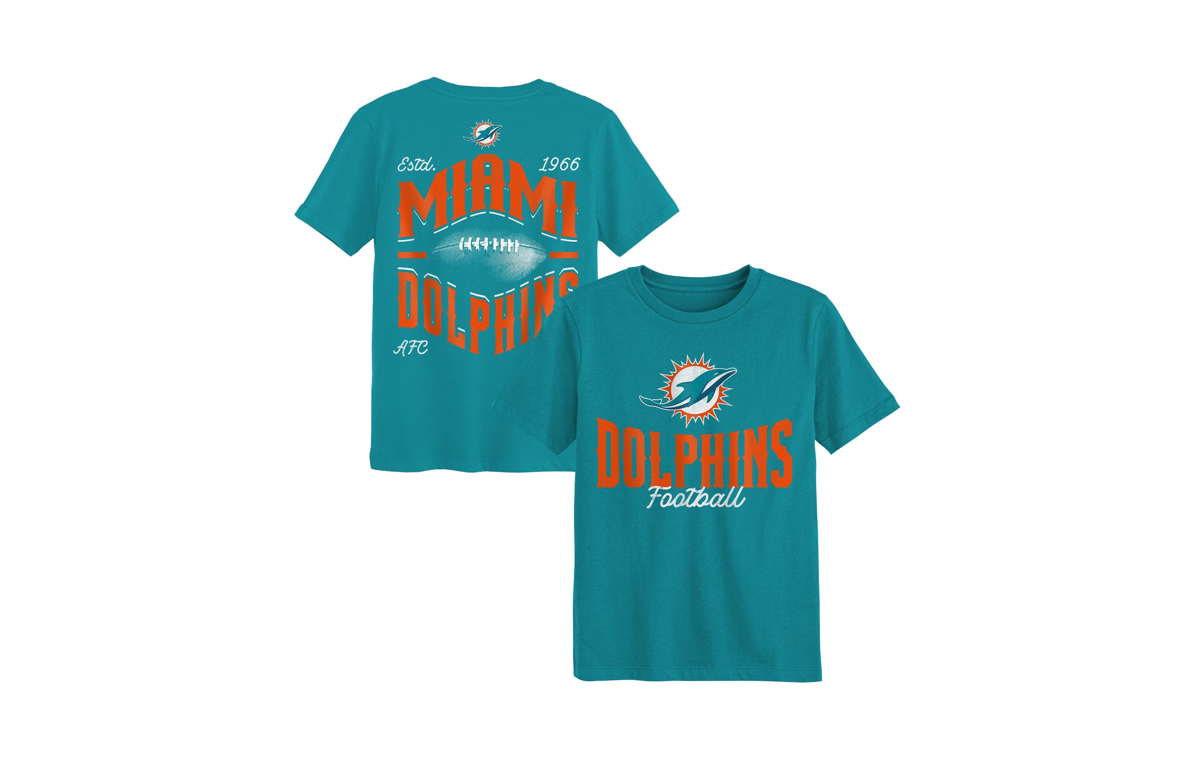 Outerstuff Boys' and Girls' 2T-5T Miami Dolphins Top Pick Distressed-Graphic T-Shirt