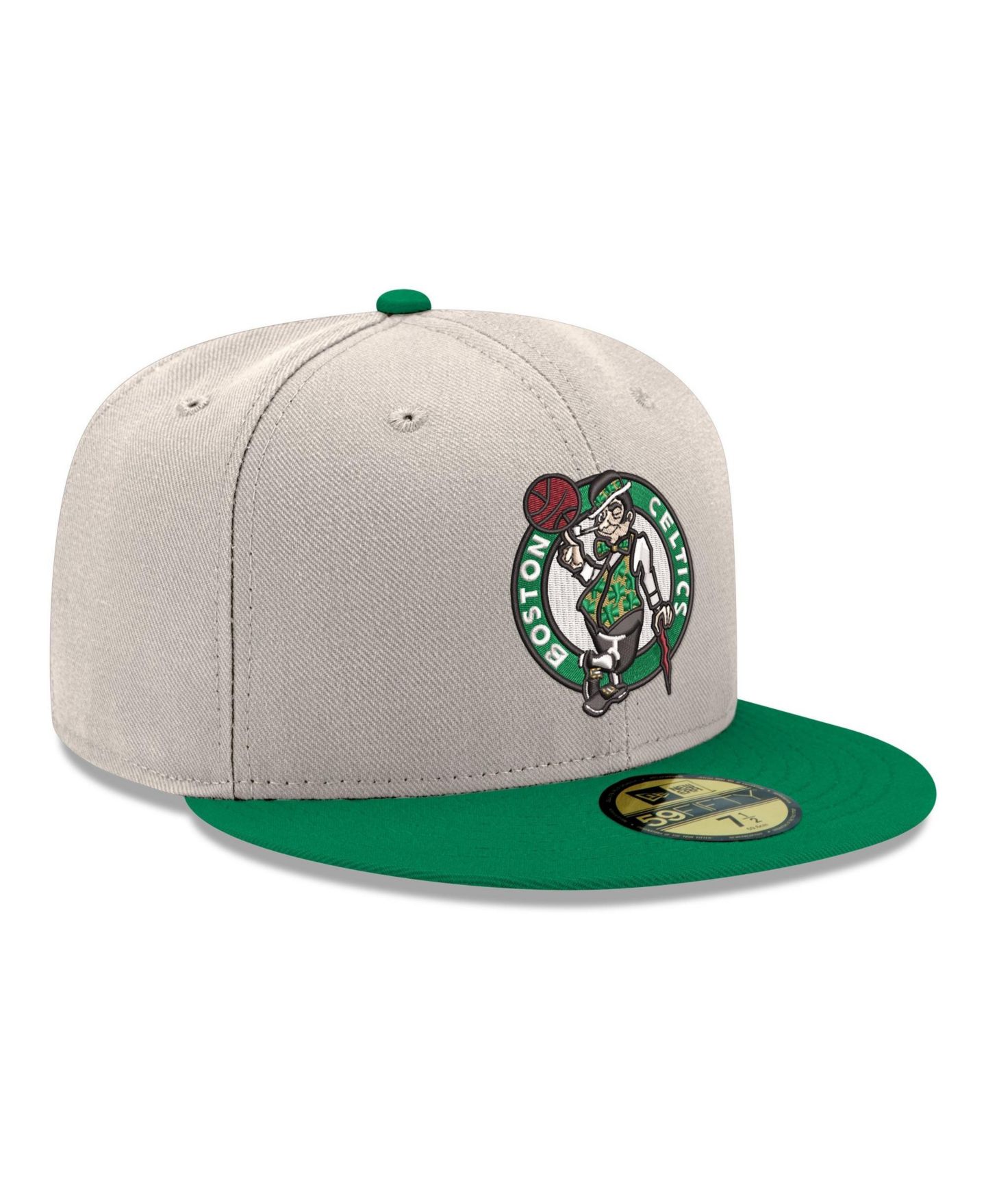 Мужская кепка New Era Gray/Kelly Green Boston Celtics Chrome 59FIFTY Fitted Hat — фото 3