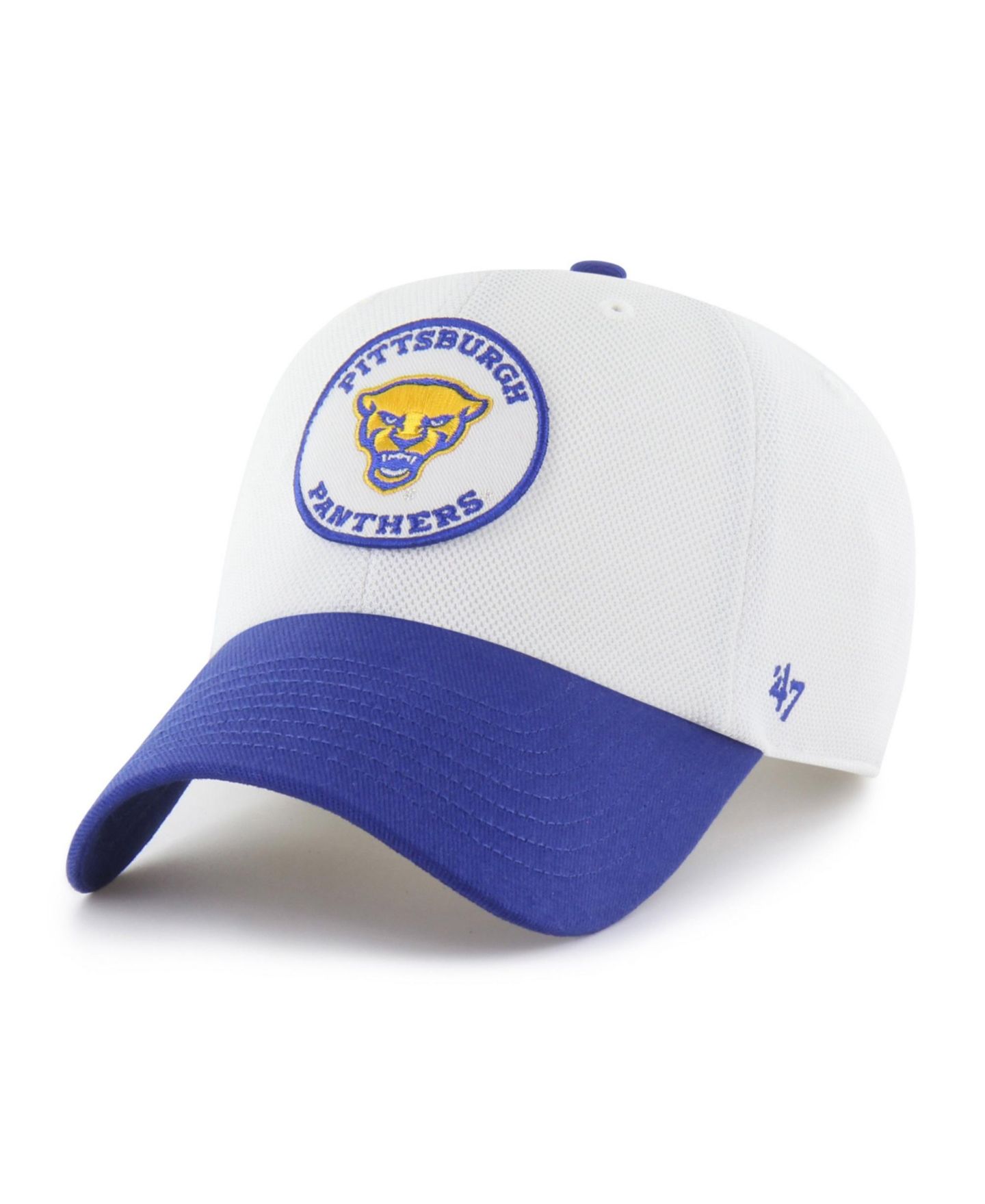 Кепка '47 Brand White/Royal Pitt Panthers Pique Patch Clean Up Adjustable Hat — фото 1