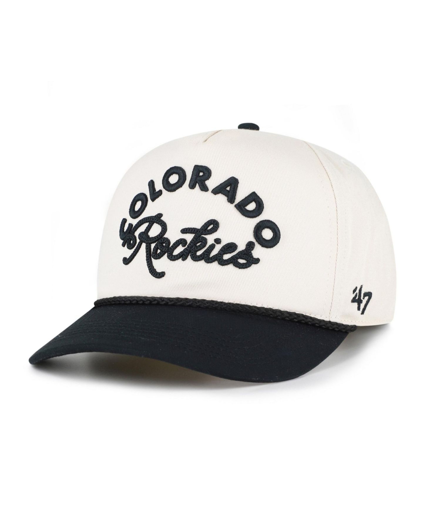 Кепка '47 Brand Natural/Black Colorado Rockies Rope Script Hitch Adjustable Hat — фото 1