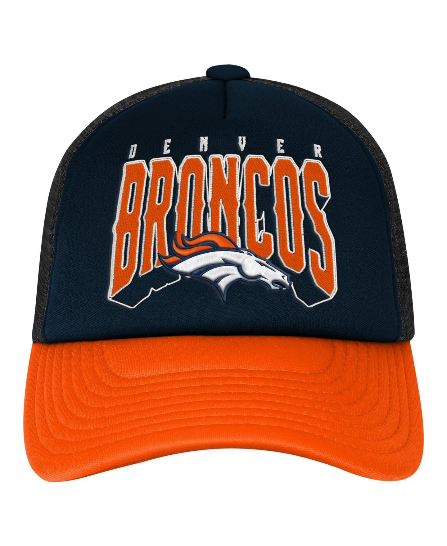 Детская кепка Outerstuff Navy/Orange Denver Broncos Handoff Foam Adjustable Trucker Hat — фото 2