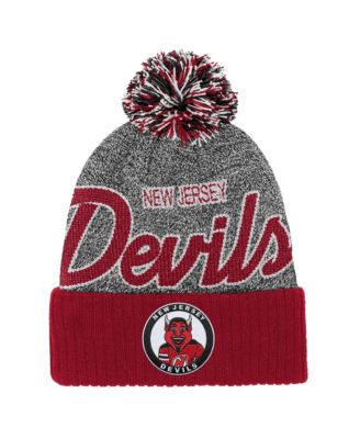 Big Boys and Girls Red/Gray New Jersey Devils Mascot Cuffed Knit Hat with Pom