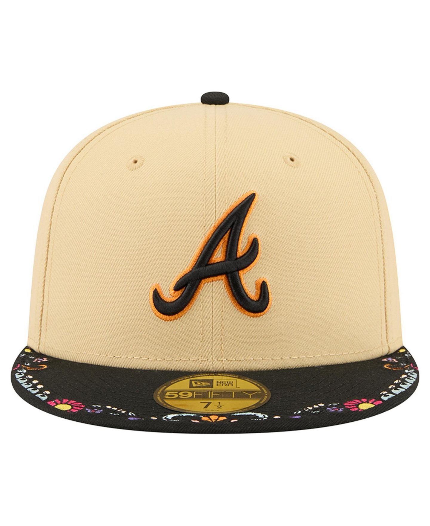 Мужские козырьки New Era Light Beige Atlanta Braves Two-Tone Embroidered 59FIFTY Fitted Hat — фото 2
