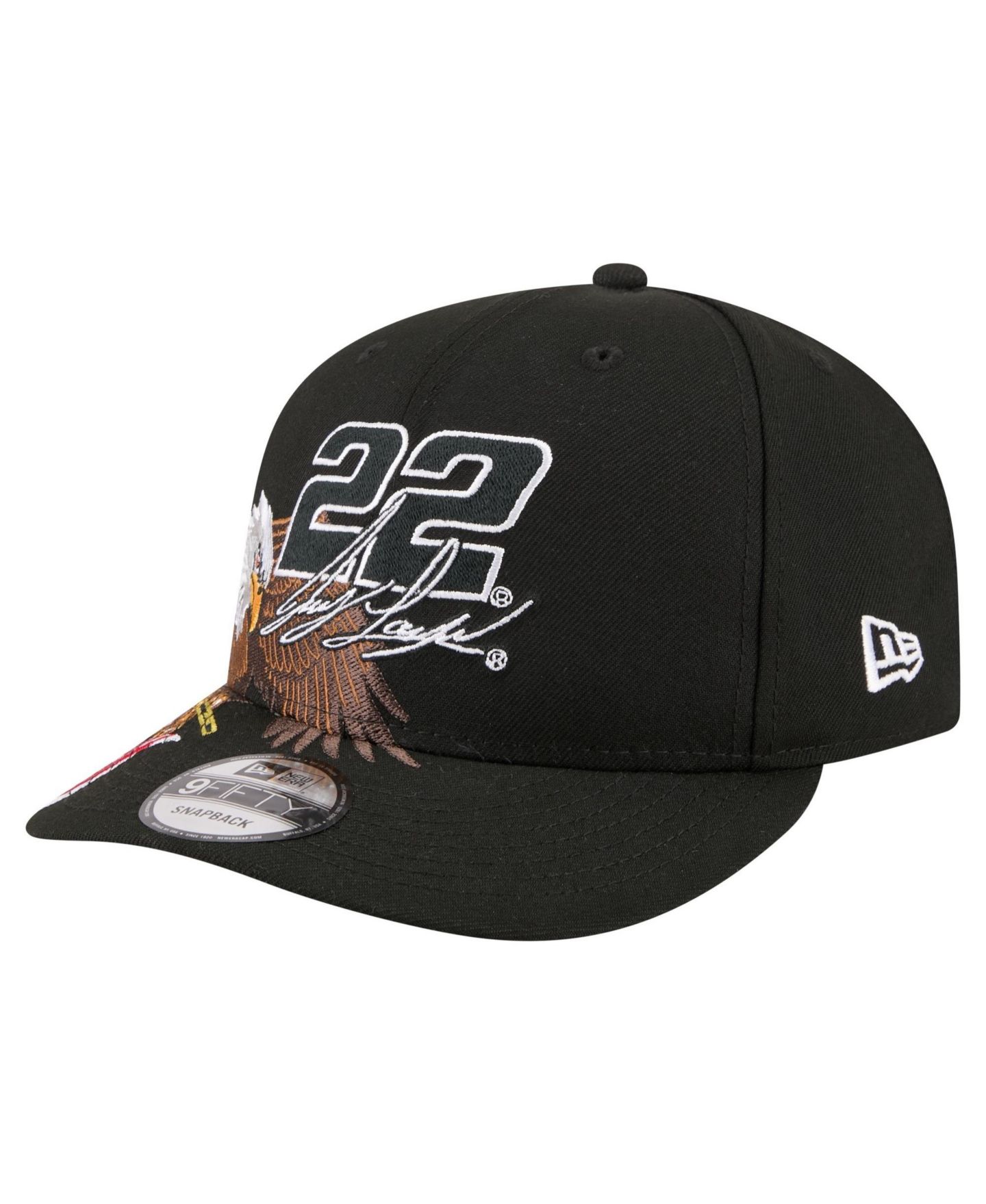 Мужская кепка New Era Black Joey Logano Patriotic Eagle Flag A-Frame 9FIFTY Snapback Hat — фото 3