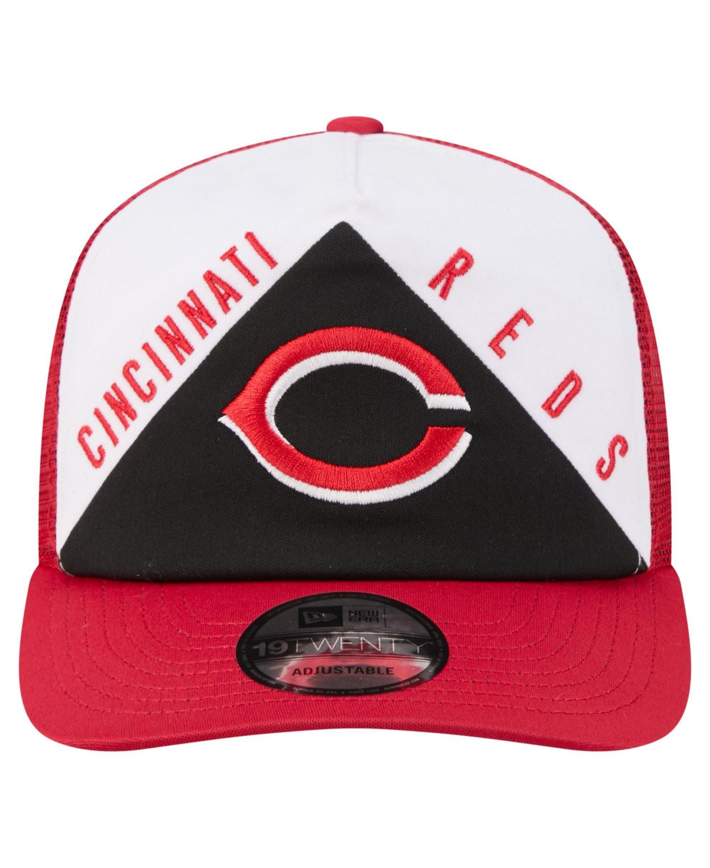 Мужская кепка New Era White/Red Cincinnati Reds Retro Cut 19TWENTY Adjustable Trucker Hat — фото 2