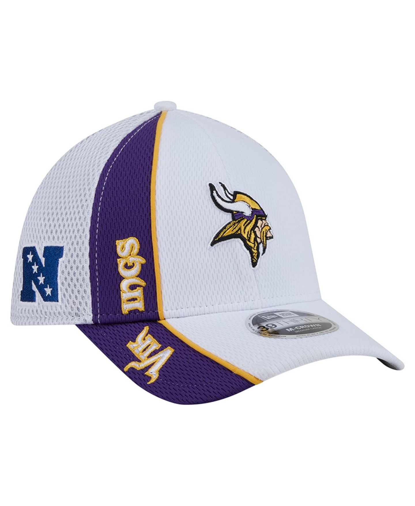 Мужская кепка New Era White/Purple Minnesota Vikings Dash 39THIRTY M-Crown Flex Hat — фото 1