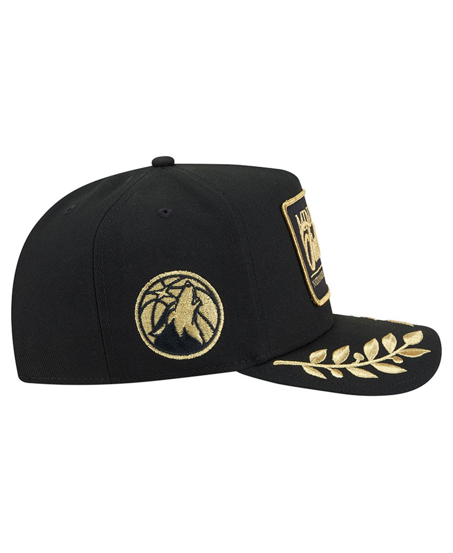 Мужская кепка New Era Black Minnesota Timberwolves Golden 9FIFTY Snapback Hat — фото 6