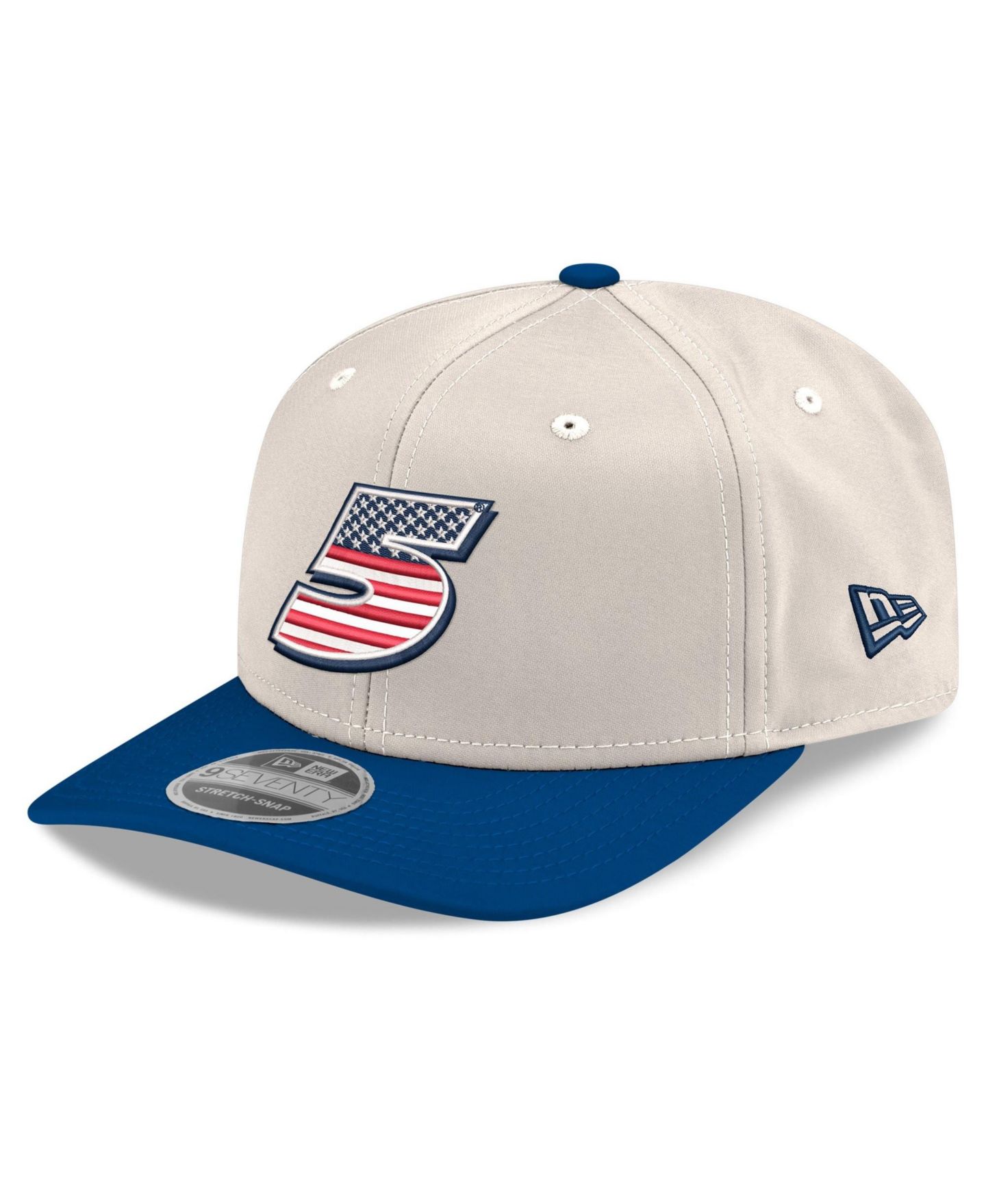 Мужской головной убор New Era Beige/Royal Kyle Larson 9SEVENTY Flag Stretch-Snap Hat — фото 3