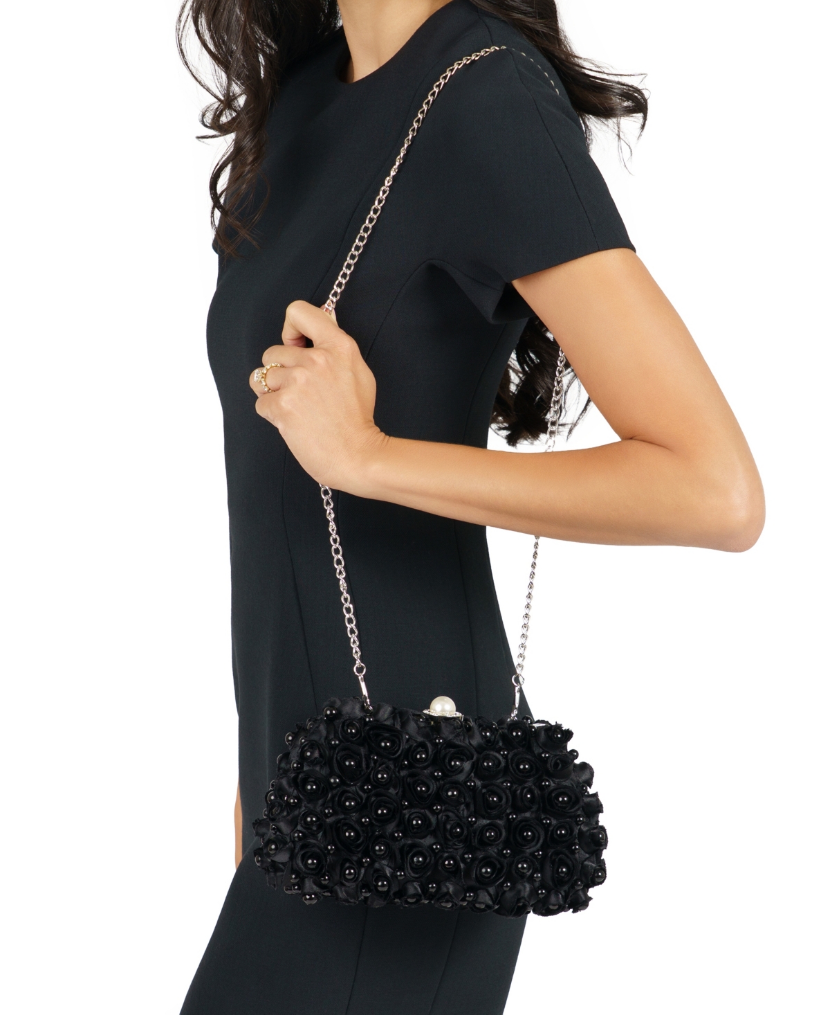 Nina Paloma All Over Imitation Pearl Small Clutch Handbag