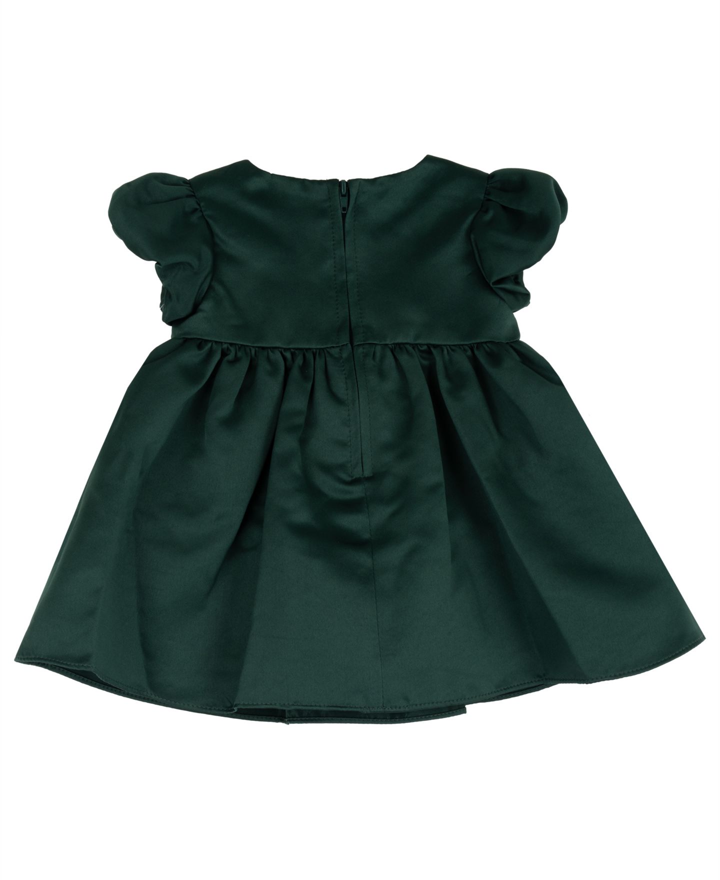 Комплект Rare Editions Puff-Sleeve Fit & Flare Bow Dress and Bloomer, 2-Piece Set для девочек-малышей, цвет: Тёмно-зелёный — фото 3
