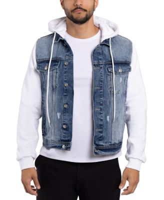 XRAY Men's Hybrid Hoodie Trucker Denim Jacket