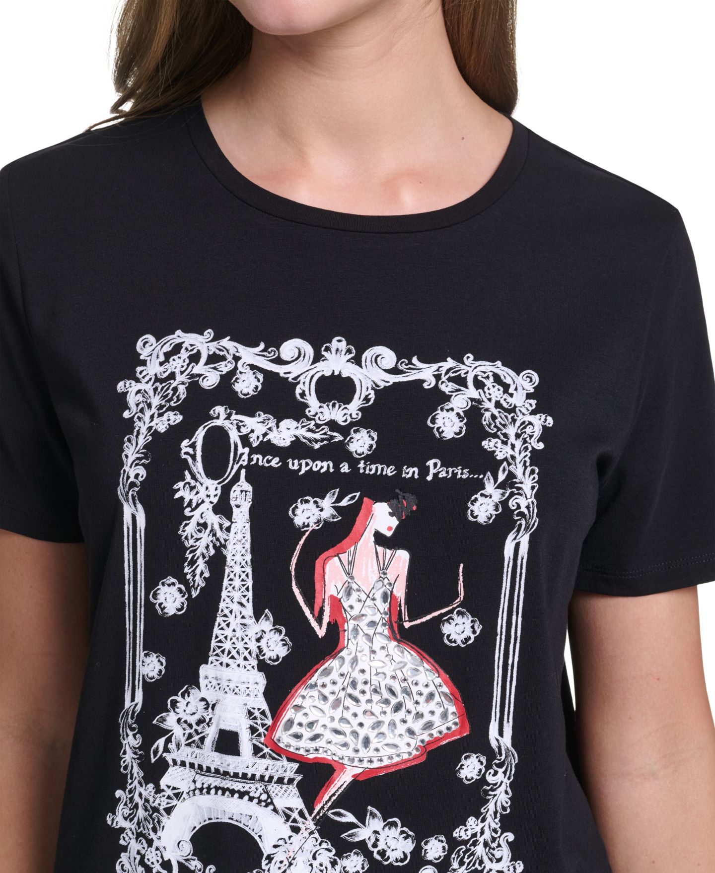 Женская футболка Karl Lagerfeld Paris Fashion Girl с логотипом, цвет: Чёрный — фото 4