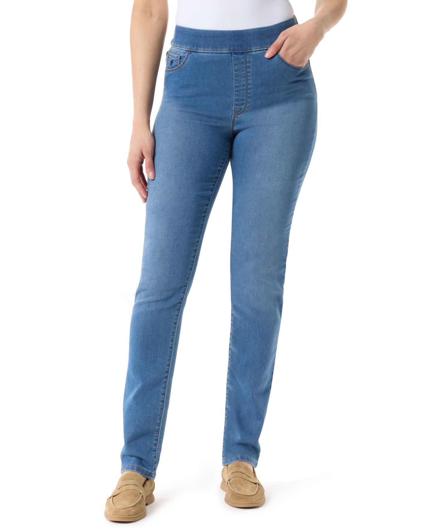 Женские джинсы Gloria Vanderbilt Amanda Pull-On High-Rise Straight-Leg, цвет: Eastwood — фото 1