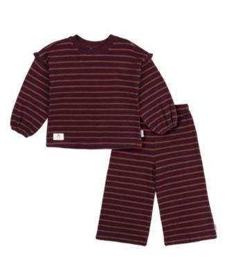 Toddler Girls Girls'2T to 5T 2-Piece Long Sleeve Top and Wide Leg Pant Set,