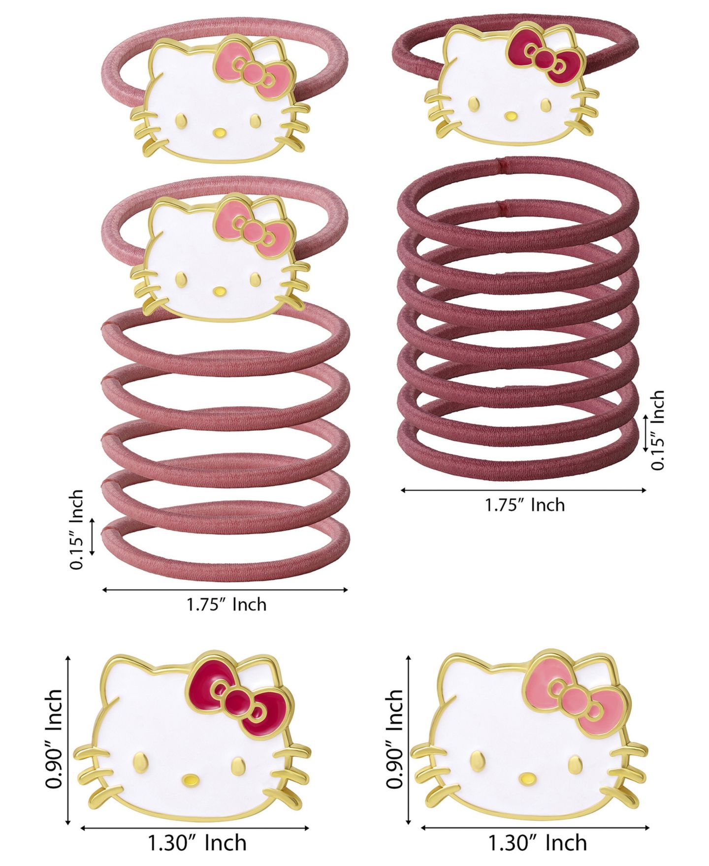 Аксессуары для волос Hello Kitty Metal Pendant Hair Ties, 15-Piece Set для девочек, цвет: Розовый — фото 2